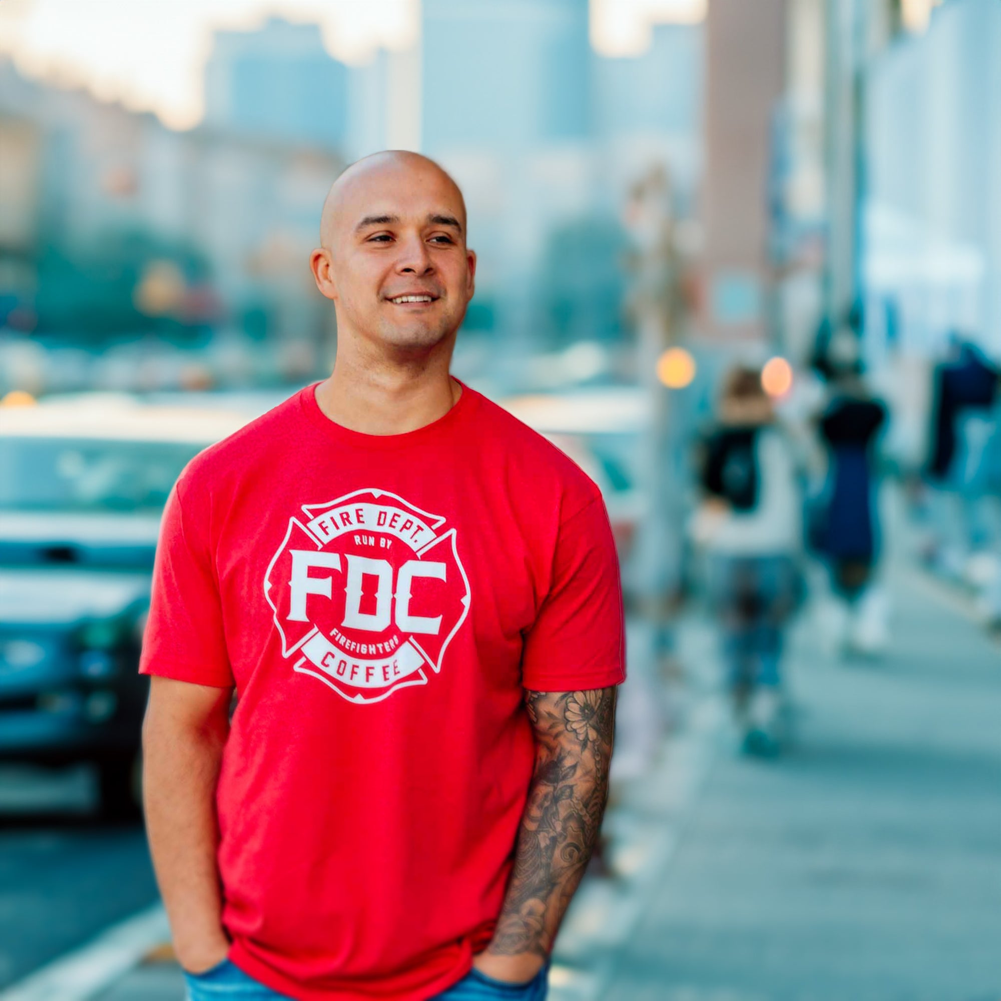 FIRE DEPARTMENT COFFEE RED SHIRT