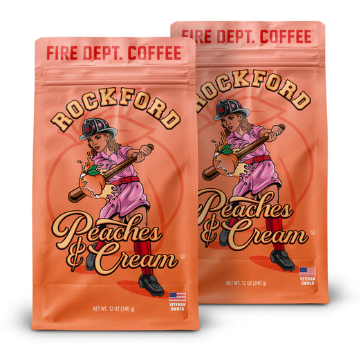 Fire Department Coffee Rockford Peaches and Cream Coffee two 12 ounce bags