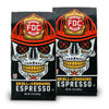 2 12-ounce packages of Fire Department Coffee's Skull-Crushing Espresso Roasts.