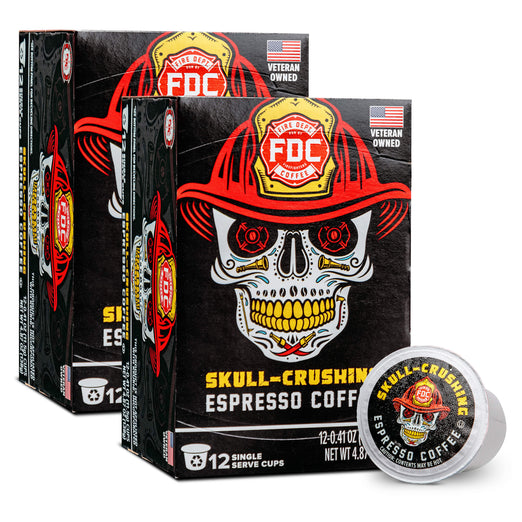 An image of two boxes of Skull-Crushing Espresso Coffee Pods.