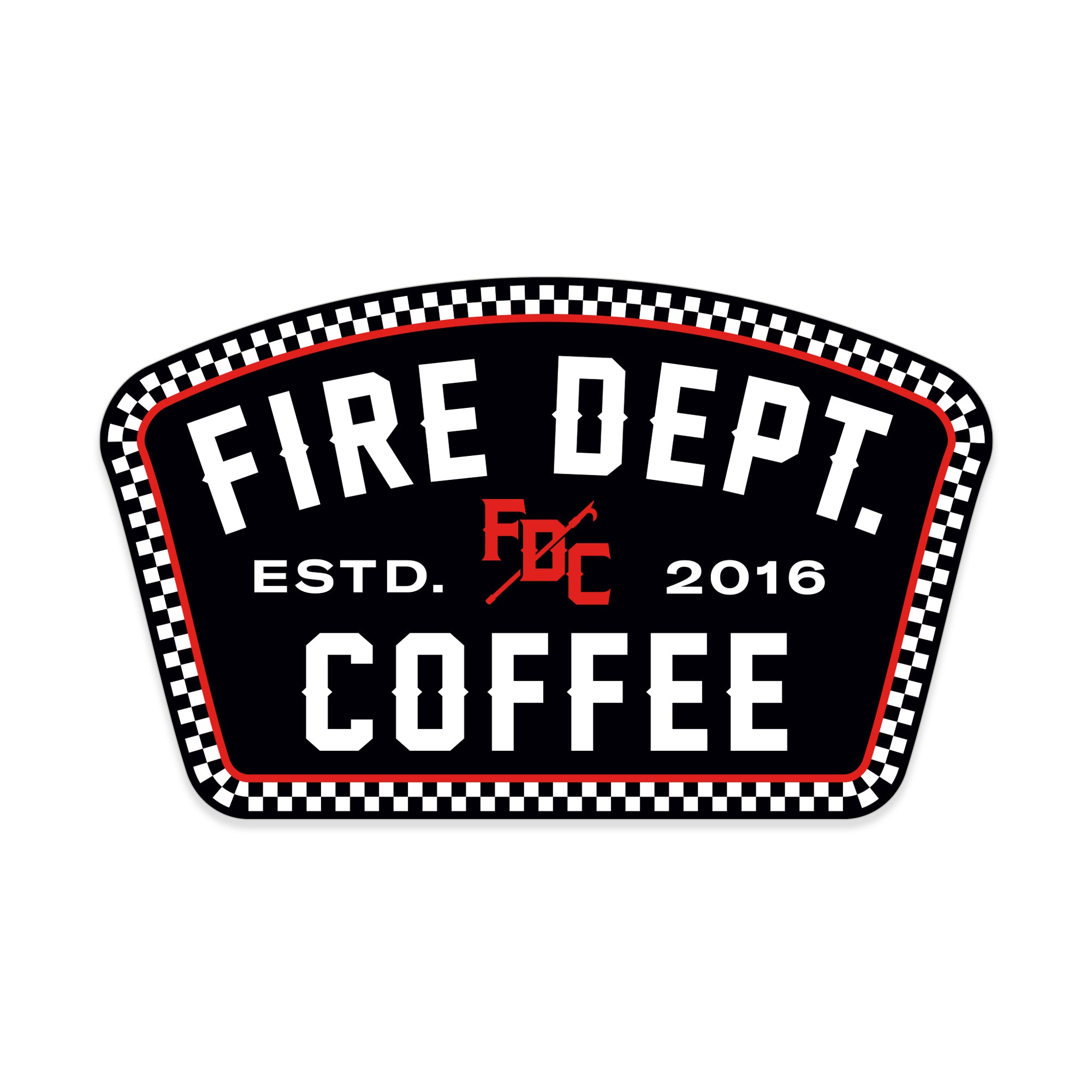 FIRE DEPARTMENT COFFEE CHECKERED KEYSTONE STICKER