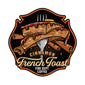 An illustration of a fork holding cinnamon french toast with text that reads CINNAMON FRENCH TOAST