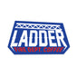 A white ladder design on a blue background with text that reads LADDER FIRE DEPT. COFFEE