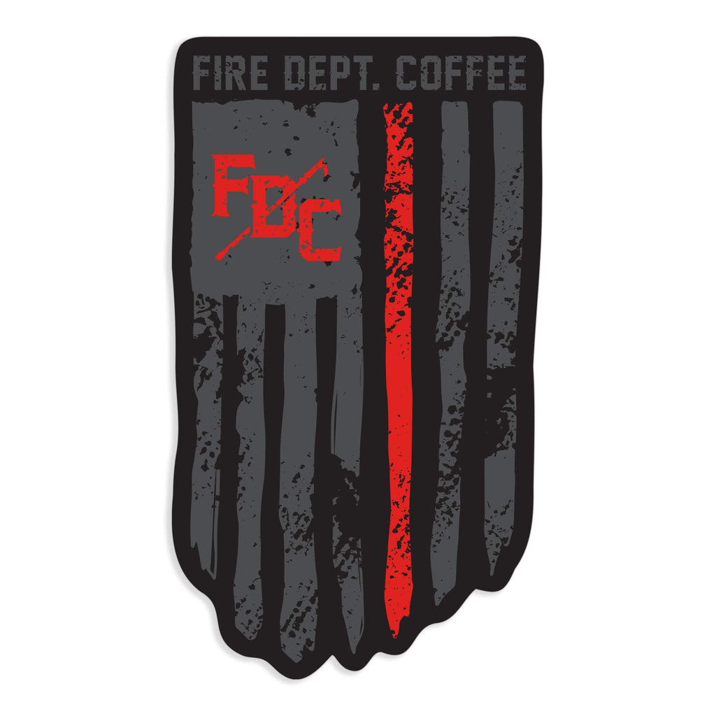 Thin Red Line American Flag Sticker - Fire Department Coffee