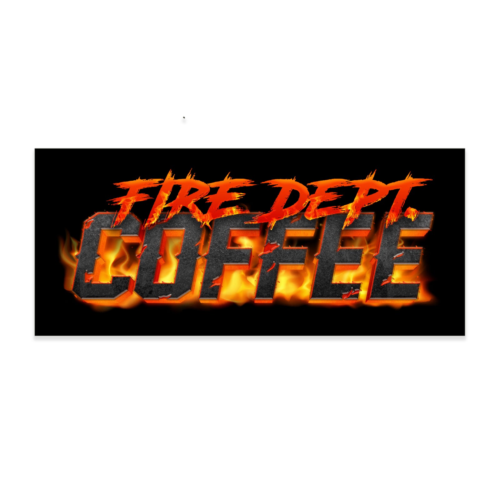 A flame design that reads FIRE DEPT. COFFEE