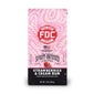 12oz bag of Strawberries and Cream Rum Infused Coffee with pink and black design on a white background.
