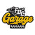 The word "Garage" in yellow text with "FDC" in flames above and a checkered flag design below.