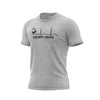 A heather gray Fire Dept. Coffee EKG T-shirt featuring a black graphic of a coffee pot pouring into a heartbeat line with “Fire Dept. Coffee” text underneath, shown on a plain background.