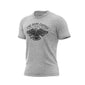 A heather gray t-shirt with US eagle graphic and ’Fire Dept. Coffee’ text on a white background.