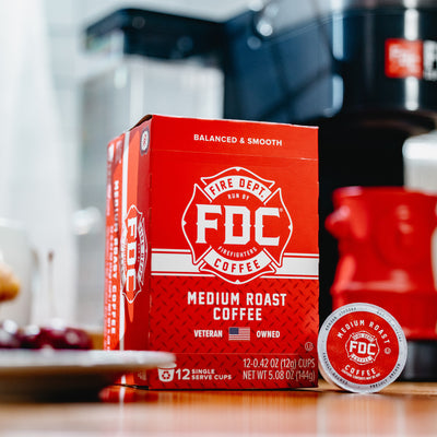 12 count box of Fire Department Coffee's Original Medium Roast Coffee Pods
