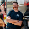 Fenton wearing the Crew T-Shirt facing the camera.