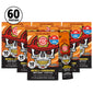 Six FDC Firefighter Salted Caramel Instant Coffee pouches arranged in a fan shape, with a black circular ’60 POUCHES’ badge in the top left corner. The packaging features a bold skull wearing a firefighter helmet design in orange, black, and red.