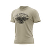Sand color t-shirt with US eagle graphic and 'Fire Dept. Coffee' text on a white background