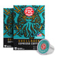 FDC Shellback Espresso Coffee packaging with two illustrated boxes and one single-serve coffee capsule in front on a white background.