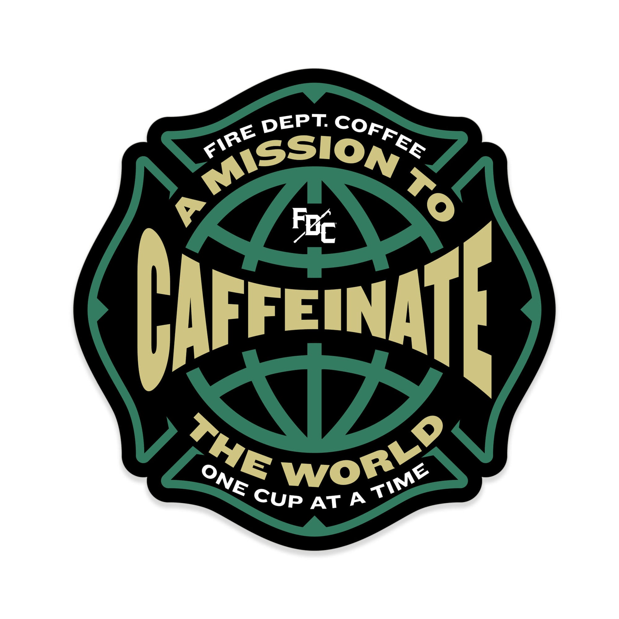CAFFEINATE THE WORLD STICKER