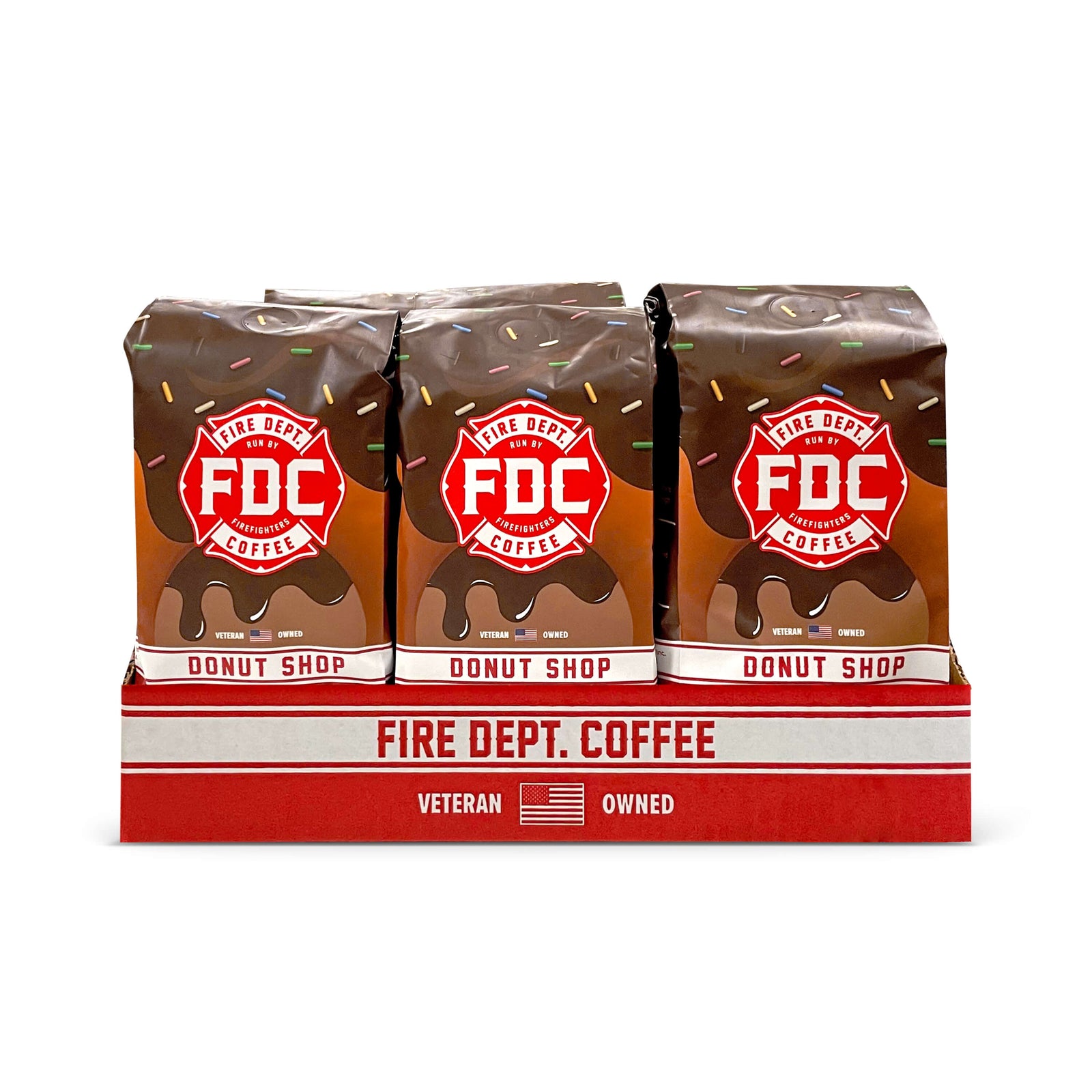 A five pound package of Fire Department Coffee's Donut Shop Roast.
