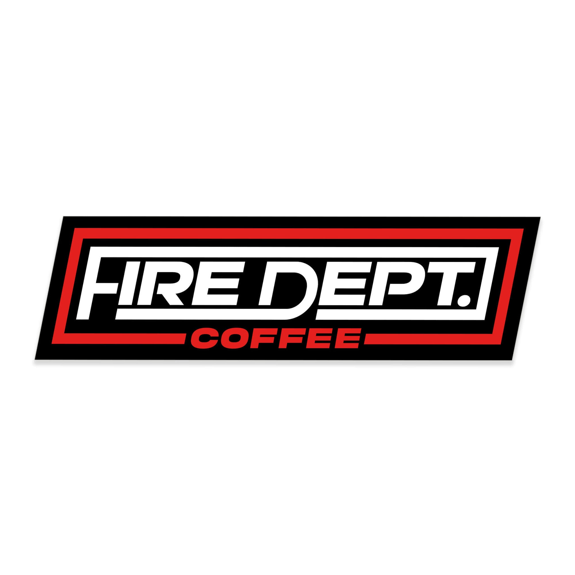 The FDC Extended Sticker features extended letters with a forward motion to represent the feeling of energy that Fire Department Coffee gives you all day long.