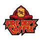 FIRE HELMET ABOVE TEXT THAT READS ”FIRE DEPT. COFFEE” 