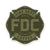 FDC's maltese cross logo in a subdued military green