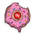 A sticker with the image of a pink, sprinkle donut and a FDC pike pole logo in the center of the donut.
