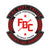 Fire Dept. Coffee seal in red and black with a red FDC pike pole logo in the center. Text around reads Fire Dept. Coffee, run by firefighters, veteran owned, supports first responders