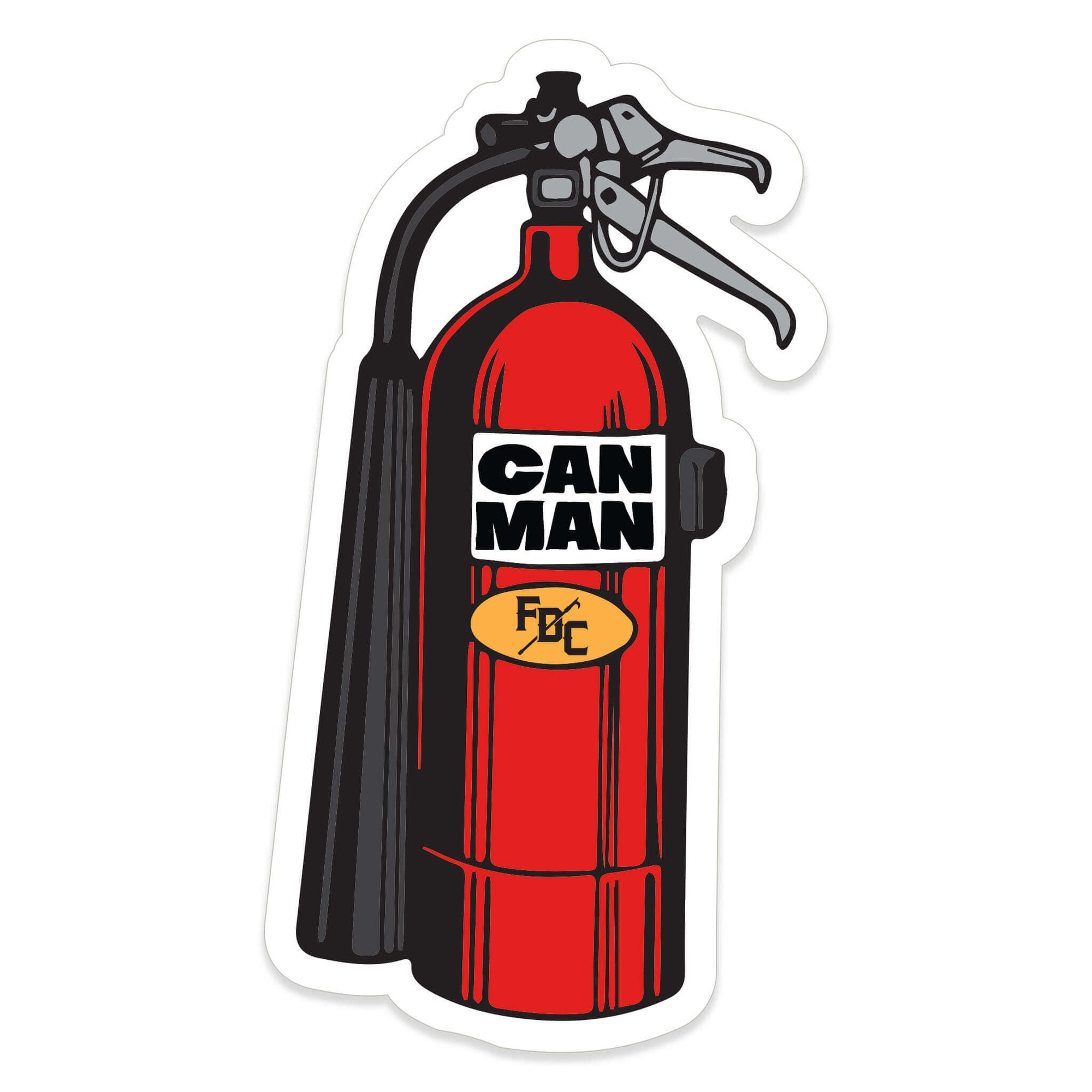 Red fire extinguisher with "can man" on the front and the FDC Pike Pole logo below.