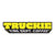 Sticker with "Truckie" in bold, yellow lettering and "Fire Dept. Coffee" below in white