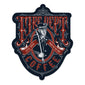Sticker with a vintage design of a firefighter with text that reads ”Fire Dept Coffee ESTD 2016 Made in the USA”