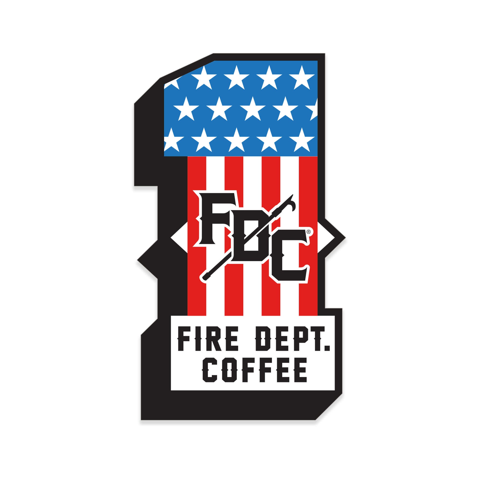 FIRE DEPARTMENT COFFEE AMERICAN NUMBER 1 STICKER