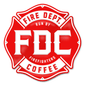 Metal sign of the red Fire Department Coffee Maltese cross logo