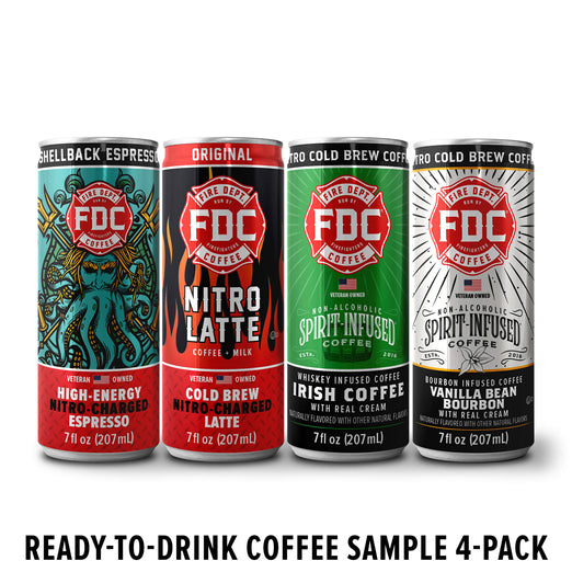 Ready to Drink Sample Pack of 4 nitro cold brew cans from Fire Department Coffee